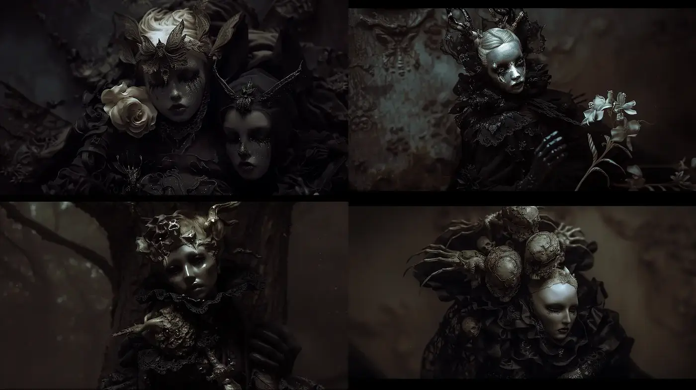 Ethereal, Dark Fantasy Art with Intricate Details and a Gothic Atmosphere - Midjourney sref style