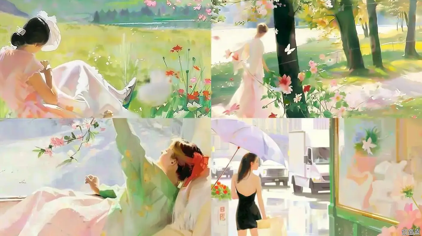 Soft and Ethereal Impressionistic Scenes with Nature and Human Elements - Midjourney sref style