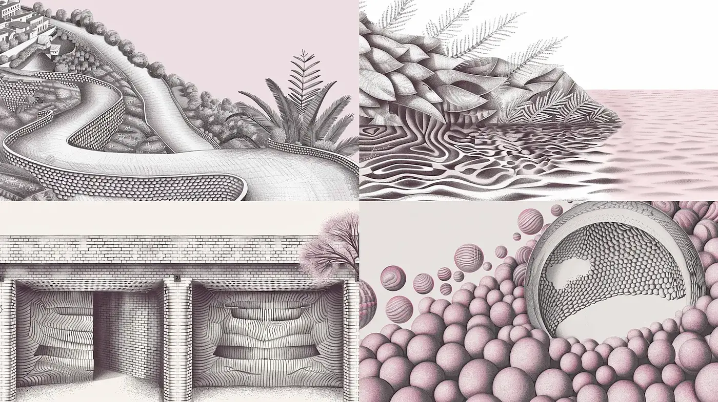Intricate and Textured Illustrations with Harmonious Forms and Organic Patterns - Midjourney sref style