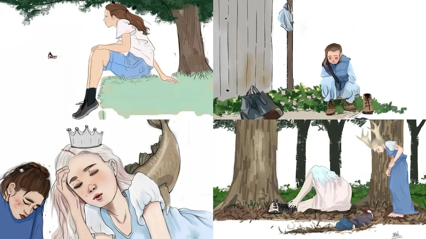 Evocative Storybook Illustration Blending Digital Artistry with Hand-Drawn Charisma - Midjourney sref style