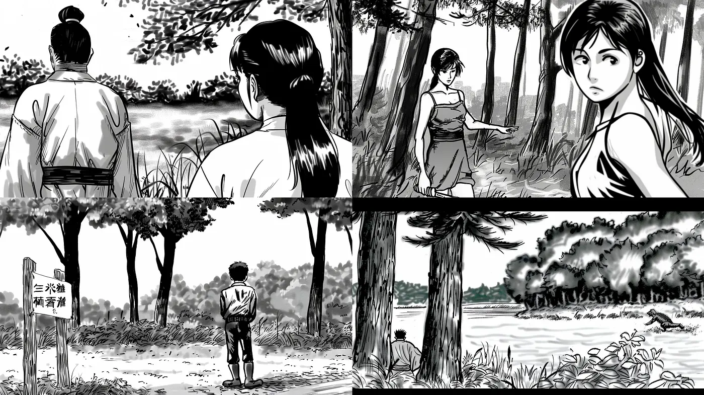 Monochromatic Manga-Inspired Serenity - Midjourney sref style
