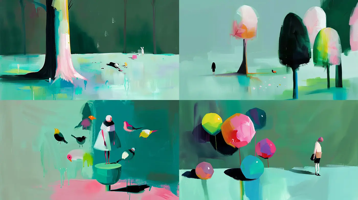 Whimsical Dreamscape Fusion: A Journey Through Stylized Contemporary Impressionism - Midjourney sref style