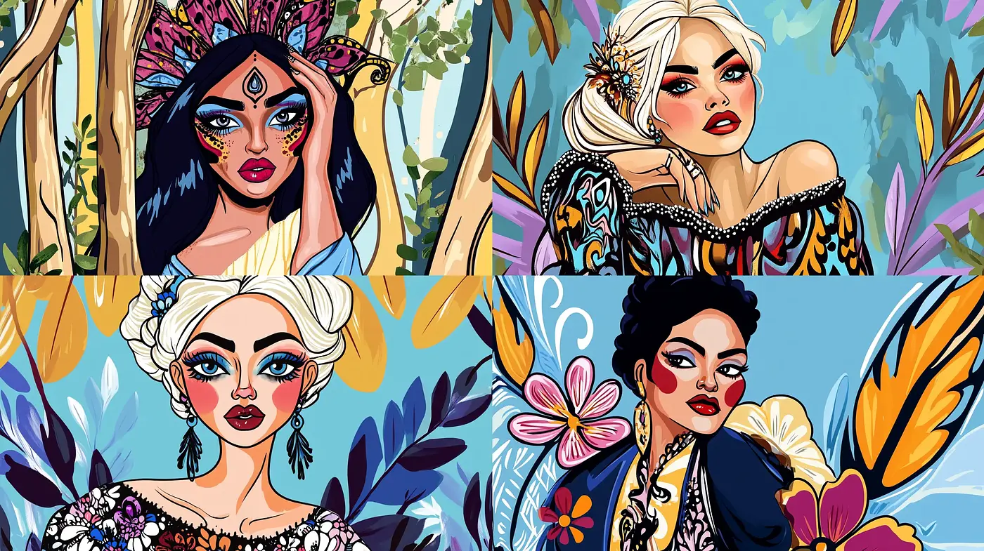 Vibrant Botanical Fusion with Bold Graphic Novel Aesthetics - Midjourney sref style