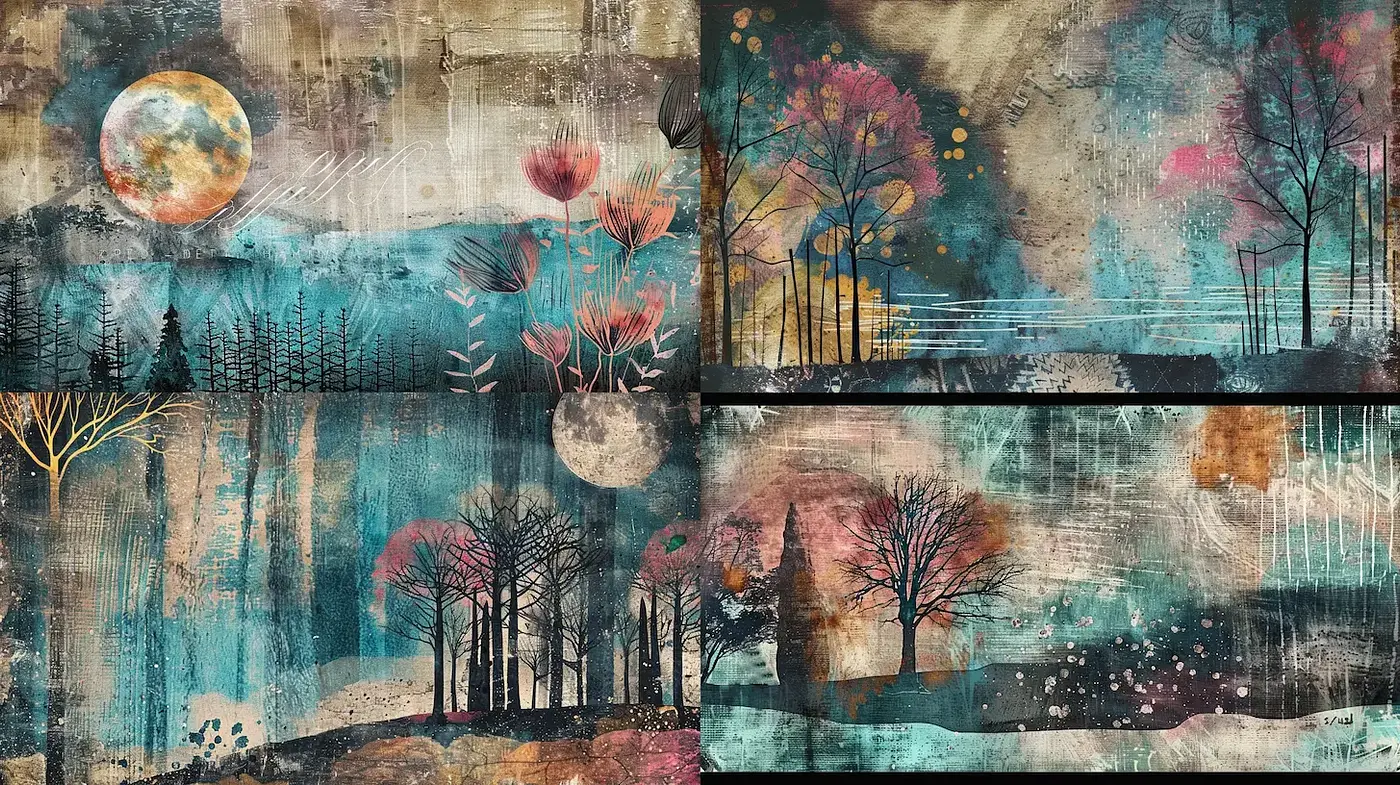 Ethereal Dreamscapes with Textured Whimsy - Midjourney sref style