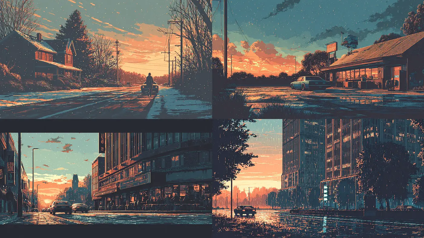 Cinematic Urban Landscapes with a Nostalgic Touch - Midjourney sref style