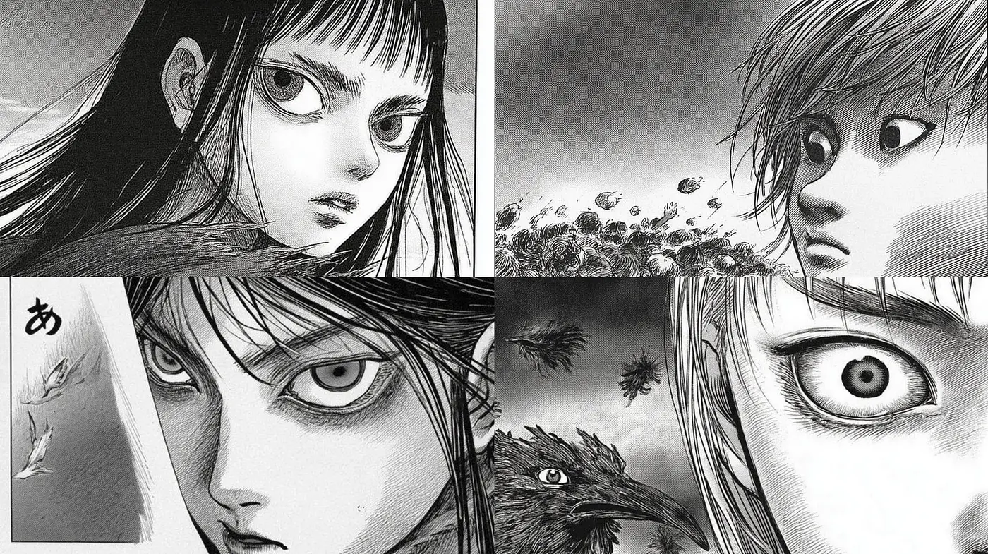 Dynamic and Expressive Manga Style with Dark Emotional Undertones - Midjourney sref style