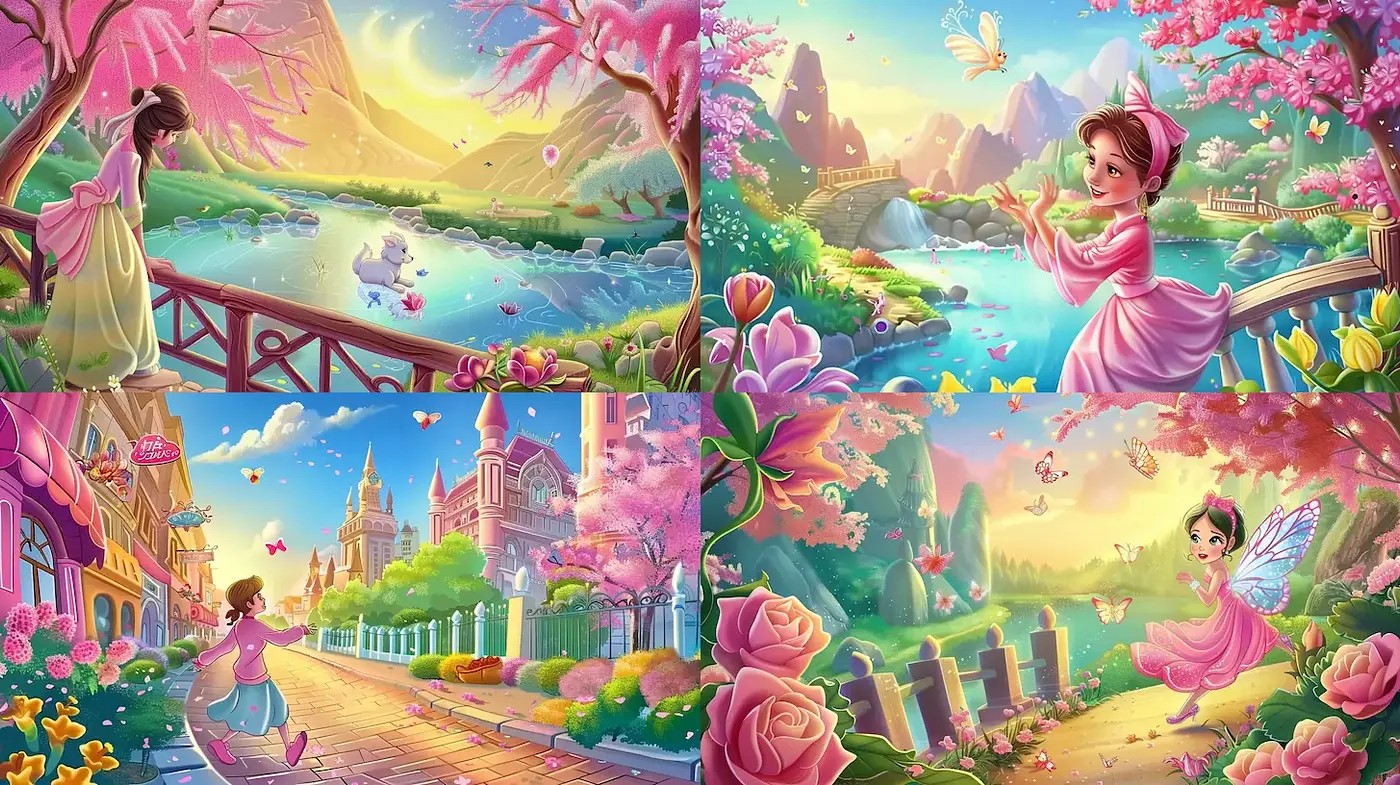 Whimsical and Colorful Fantasy Landscapes with Dreamlike Elements - Midjourney sref style