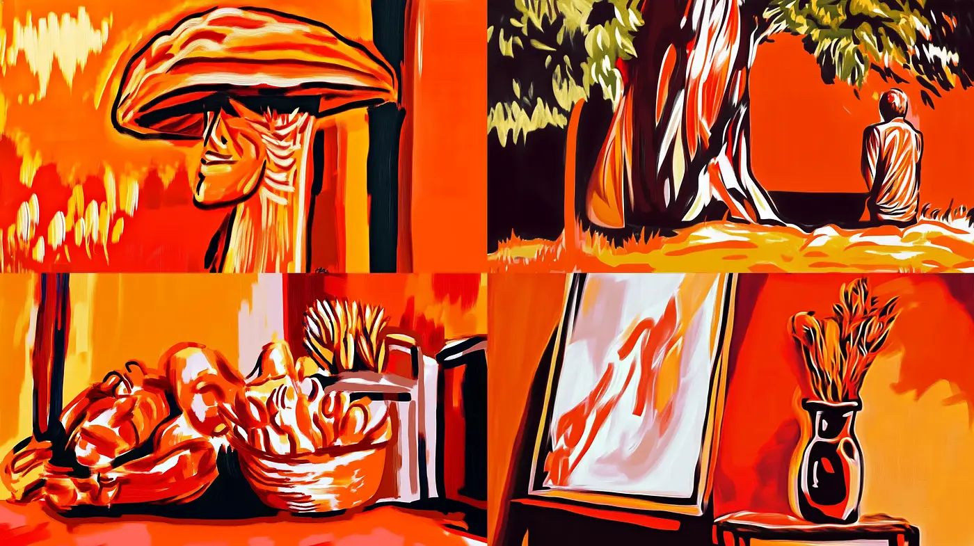 Vibrant Expressionism with a Warm Palette and Bold Contours - Midjourney sref style