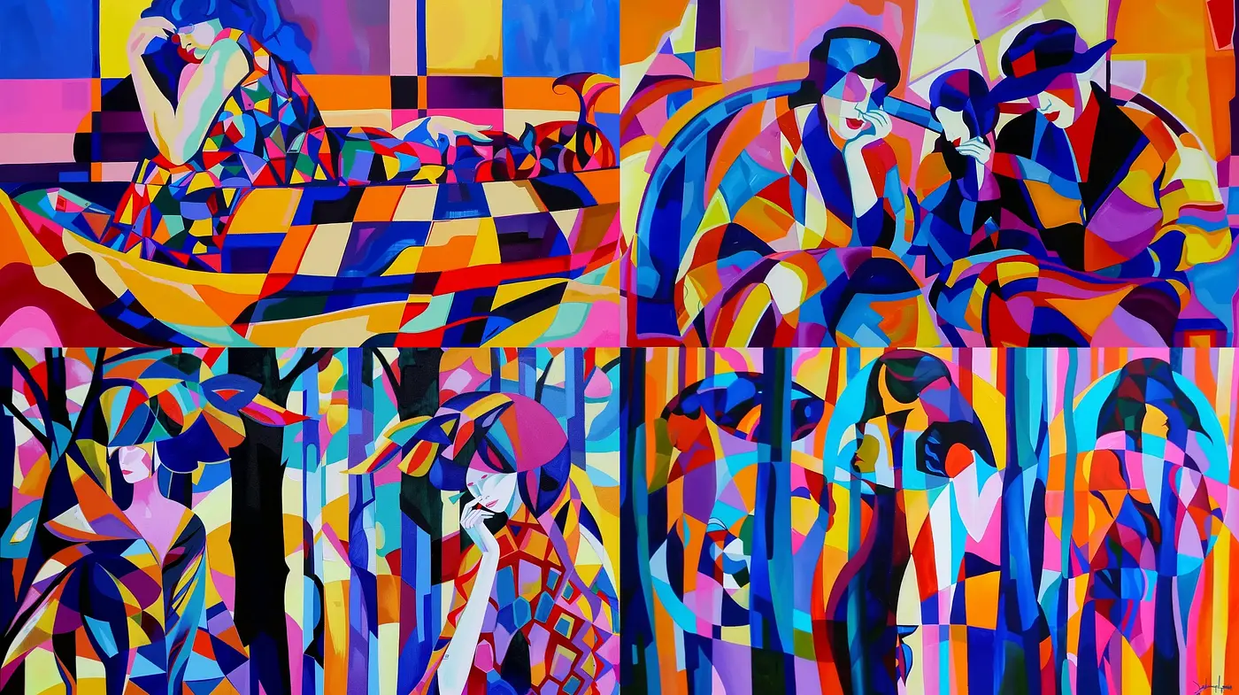 Kaleidoscopic Cubist-Inspired Contemporary Artwork - Midjourney sref style