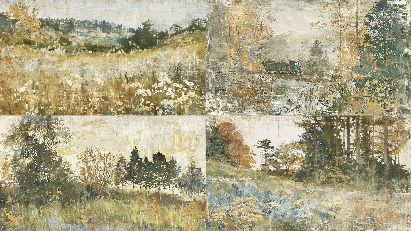 Transitional Impressions of Pastoral Serenity - Midjourney sref style