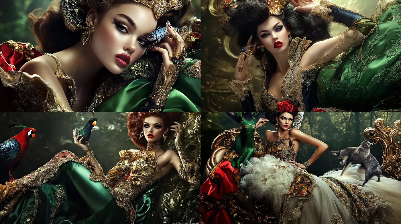 Baroque Opulence in a Verdant Fantasy Realm - Midjourney sref style
