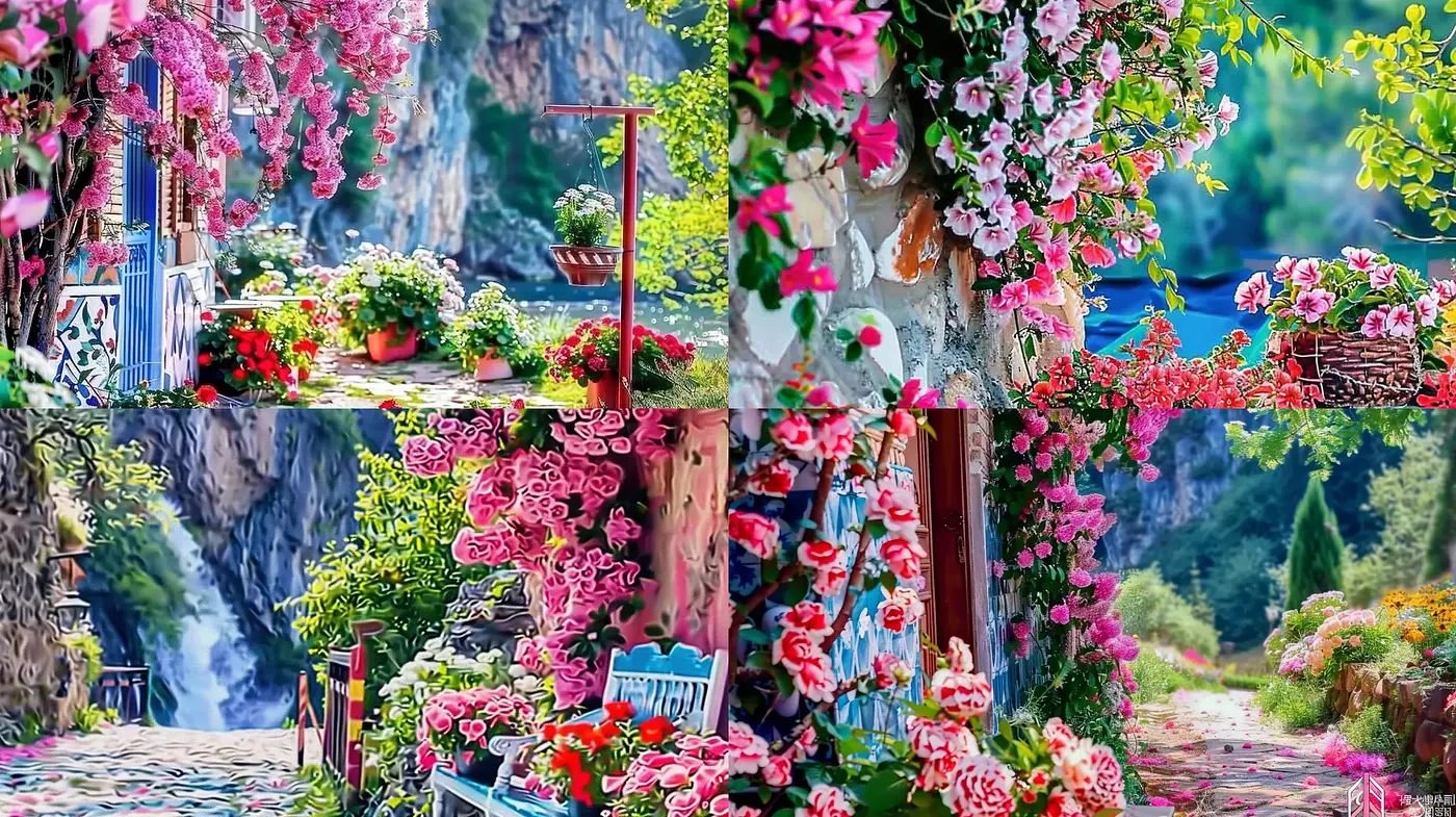 Idyllic Floral Dreamscape in Rich Impasto Brushwork - Midjourney sref style