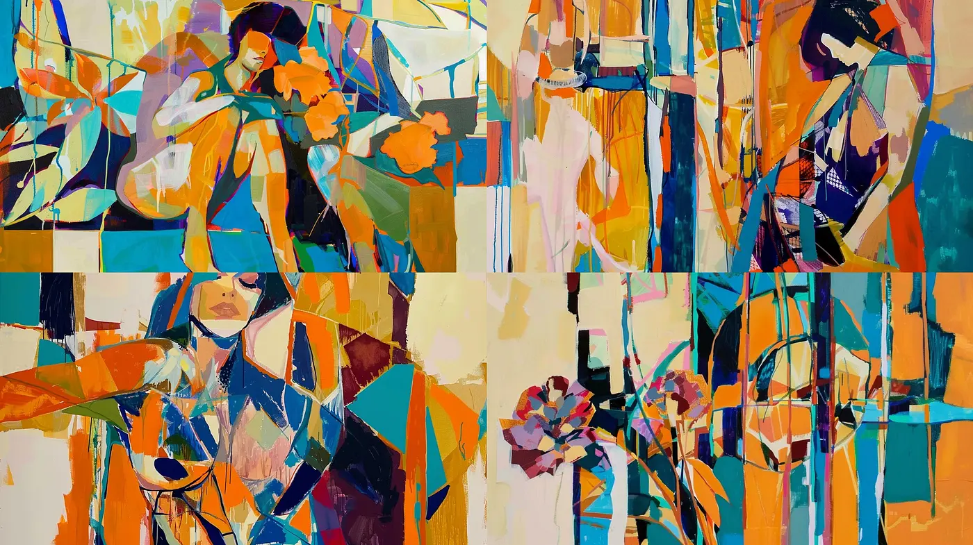 Vibrant Geometric Abstraction with Pastel Undertones - Midjourney sref style