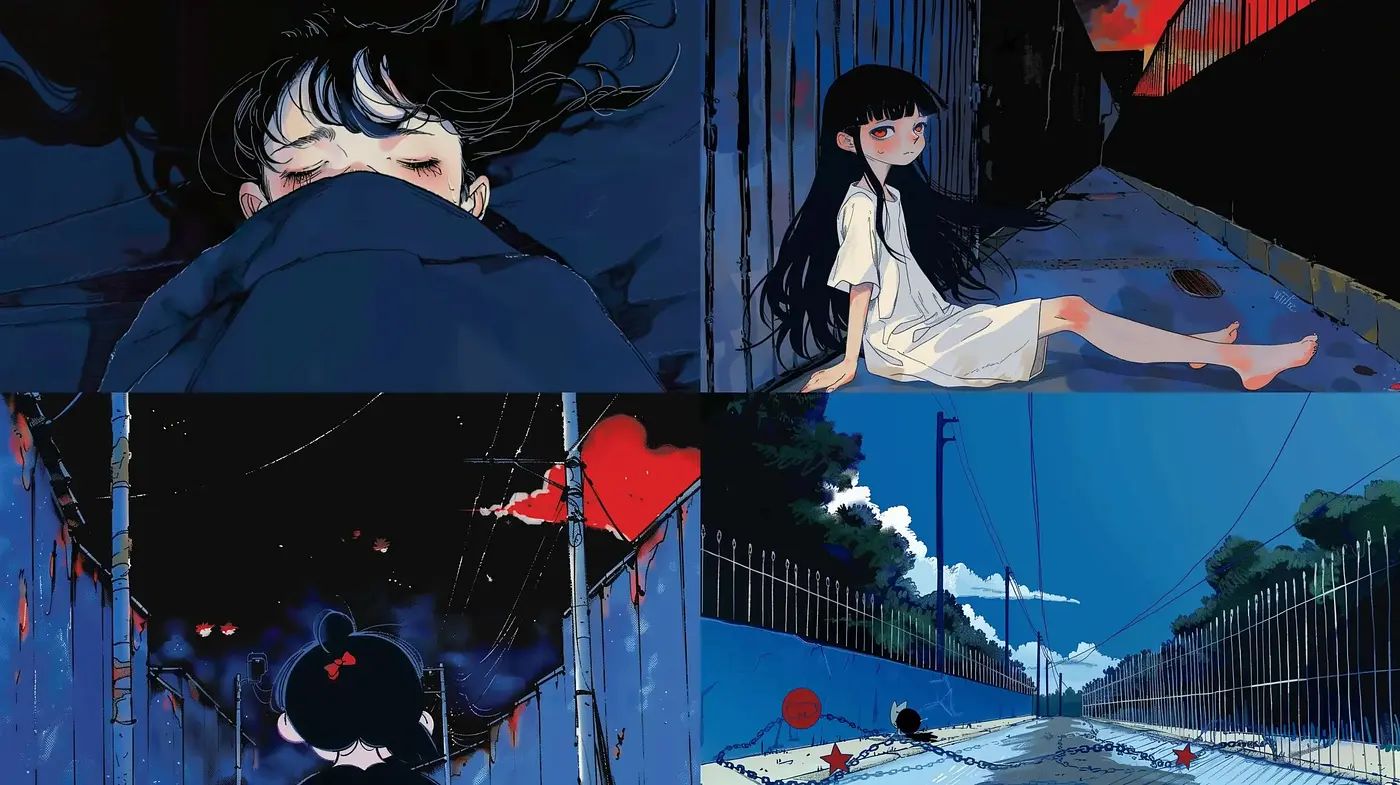 Nocturnal Elegance in Cinematic Anime Style Illustrations - Midjourney sref style