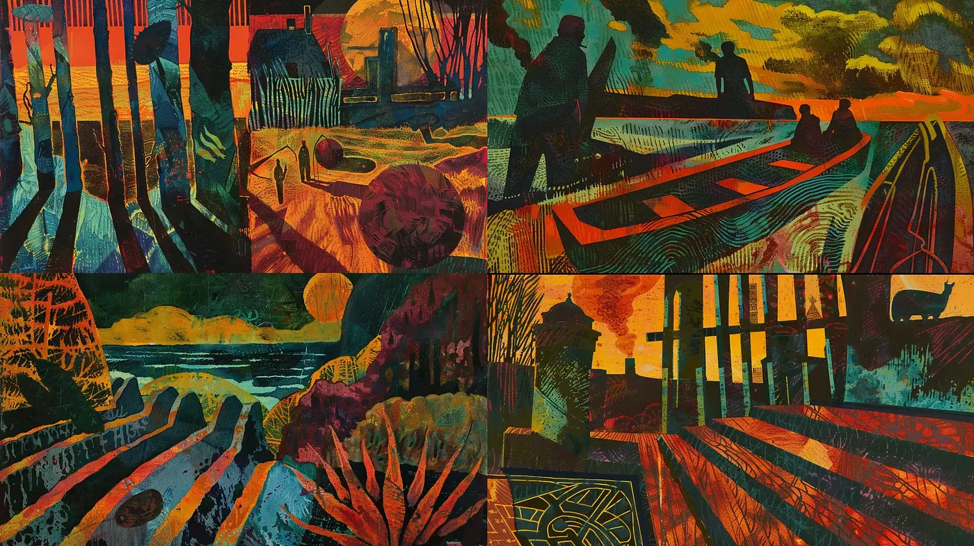 Vibrant Expressive Woodcut Resonance - Midjourney sref style
