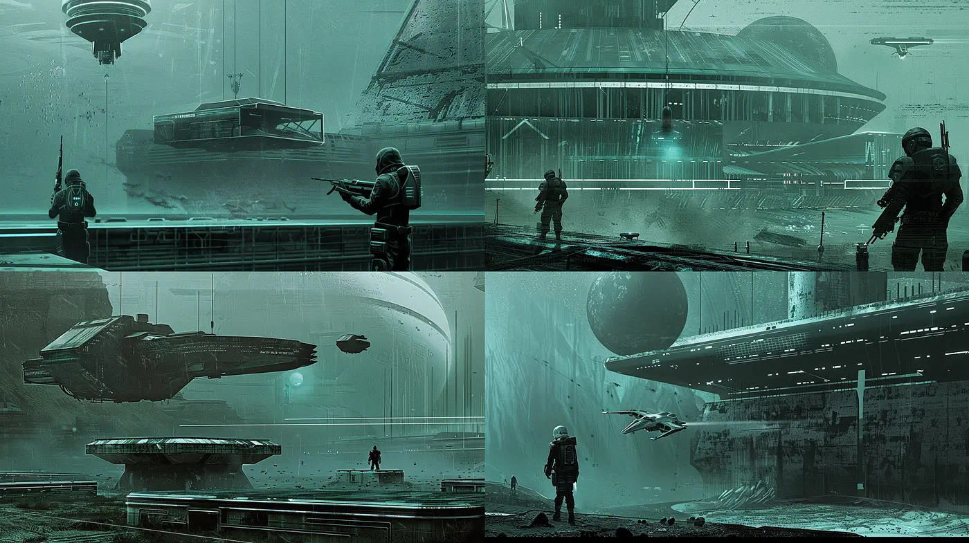Homogeneous Hues of Serenity Amidst Dystopian Vistas - Midjourney sref style