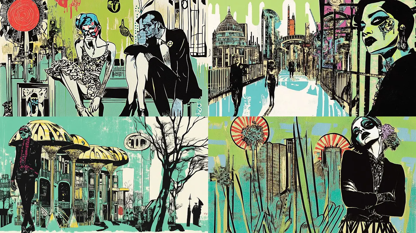 Urban Eclecticism: Pop Art Infused with Comic Strip Aesthetics - Midjourney sref style