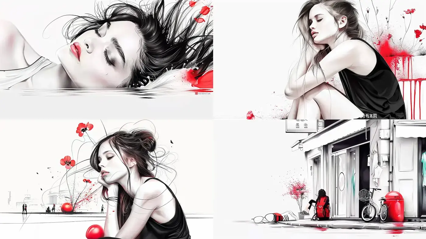 Contemporary Expression with a Minimalist Touch and Emotional Depth - Midjourney sref style