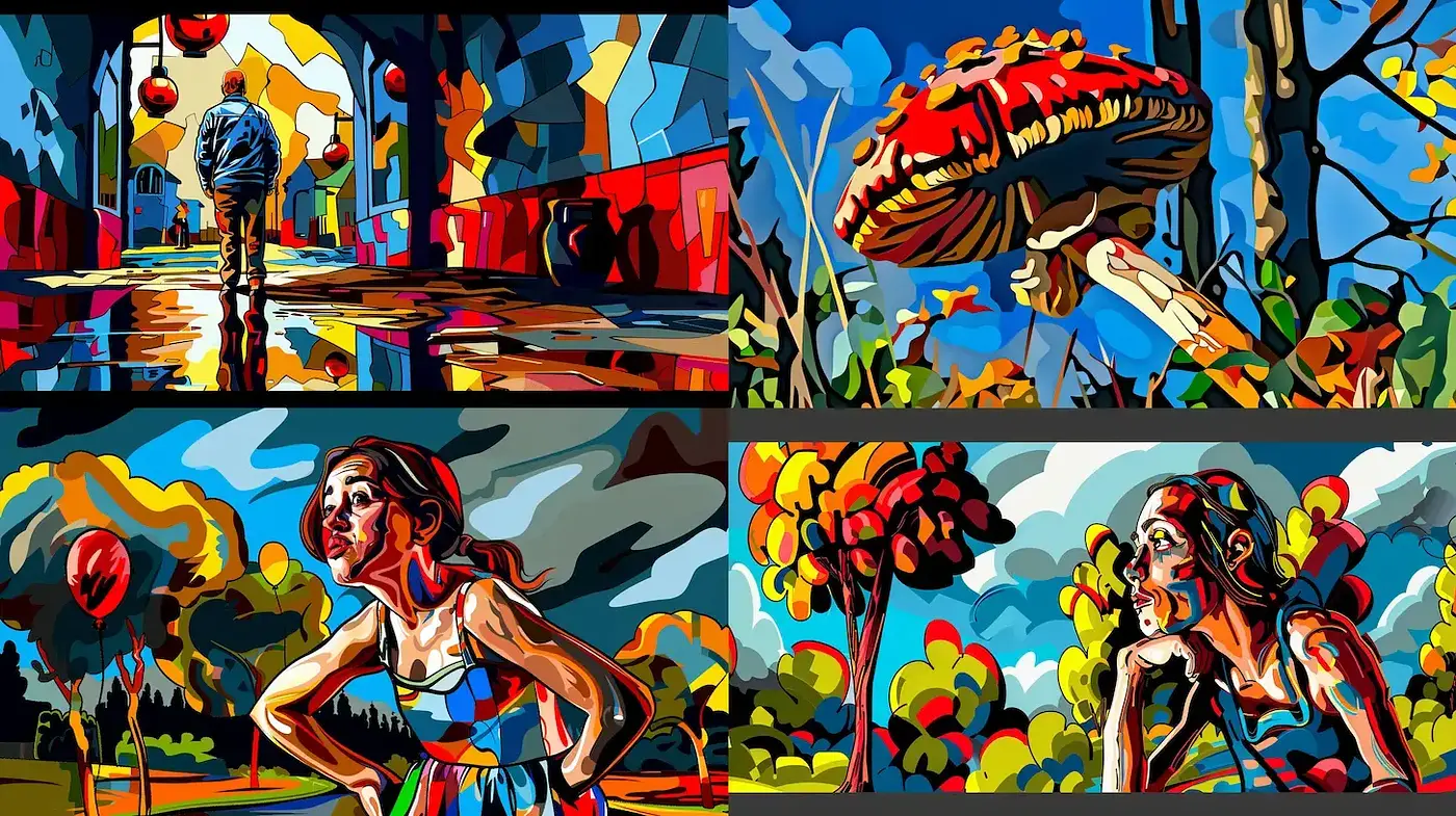 Vibrant Expressionist Style with a Nostalgic Undertone - Midjourney sref style
