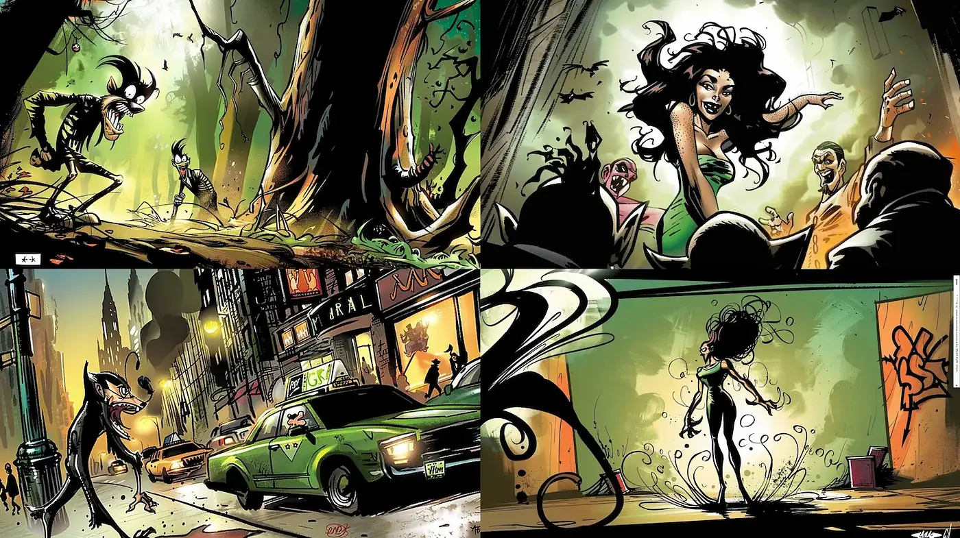 Dynamic and vibrant urban surrealism with a playful twist - Midjourney sref style