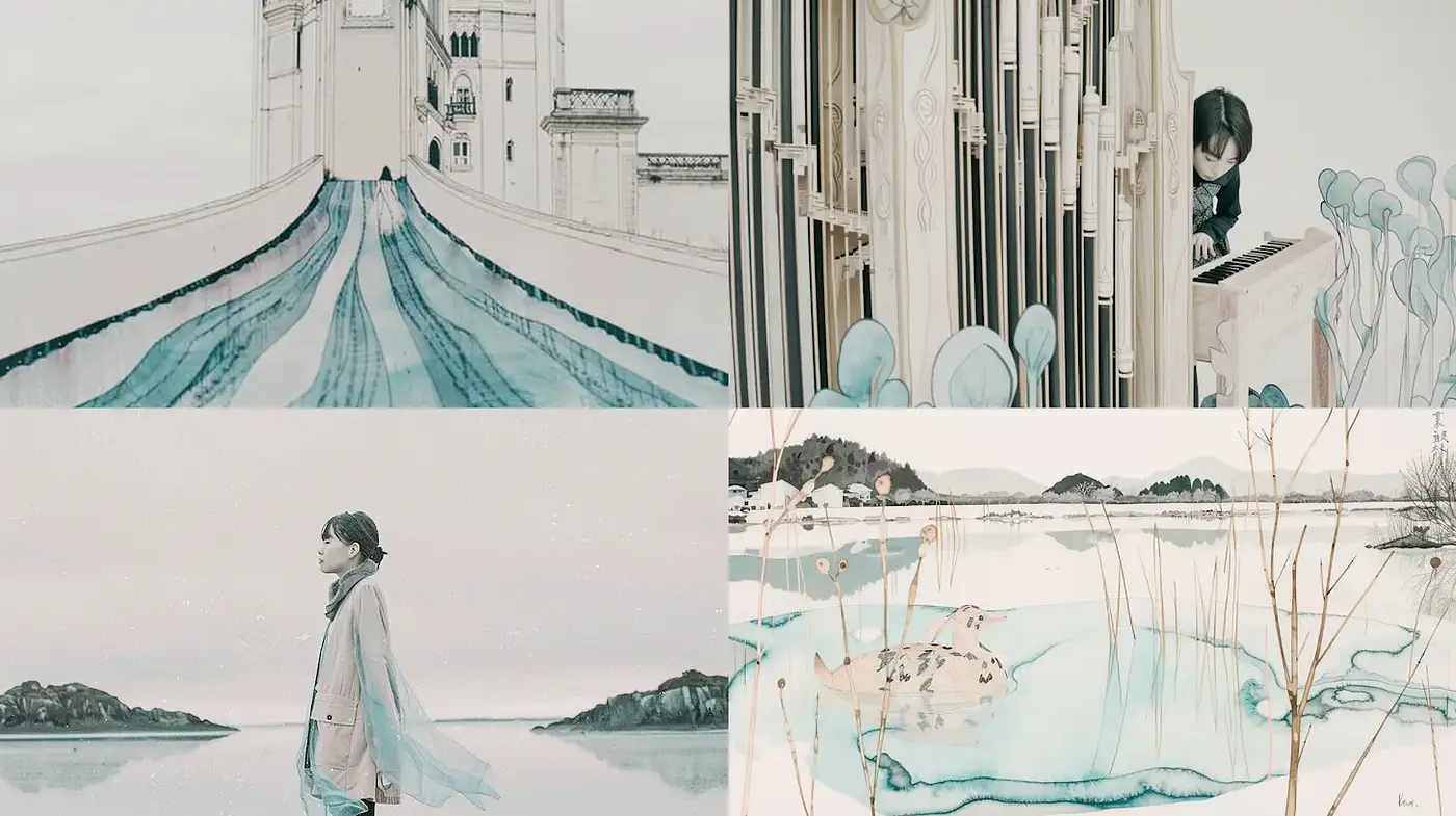 Ethereal, Minimalistic Aesthetic with Fluid Elements - Midjourney sref style
