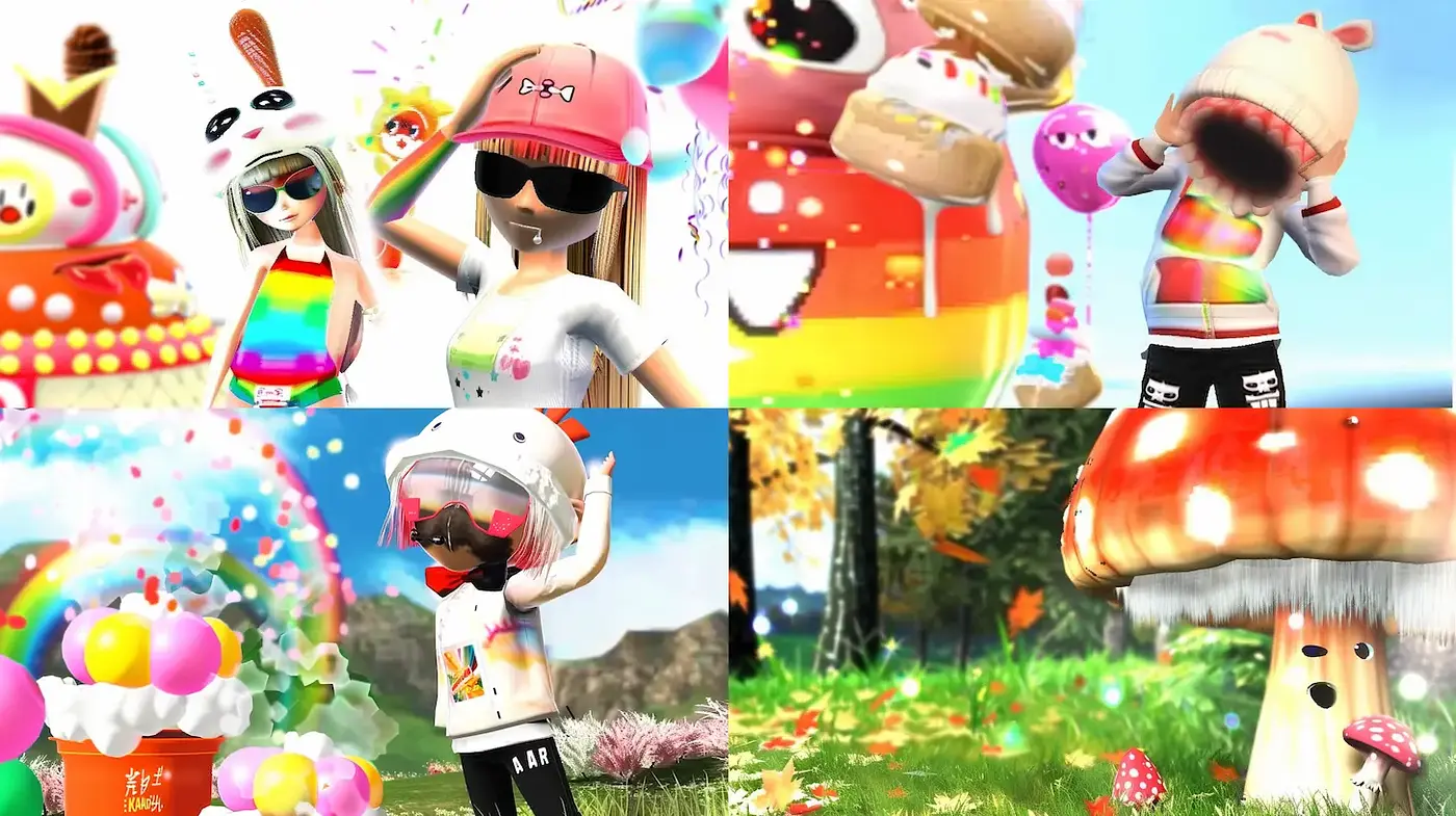 Whimsical and Playful Digital Aesthetic with Bright Colorful Elements - Midjourney sref style