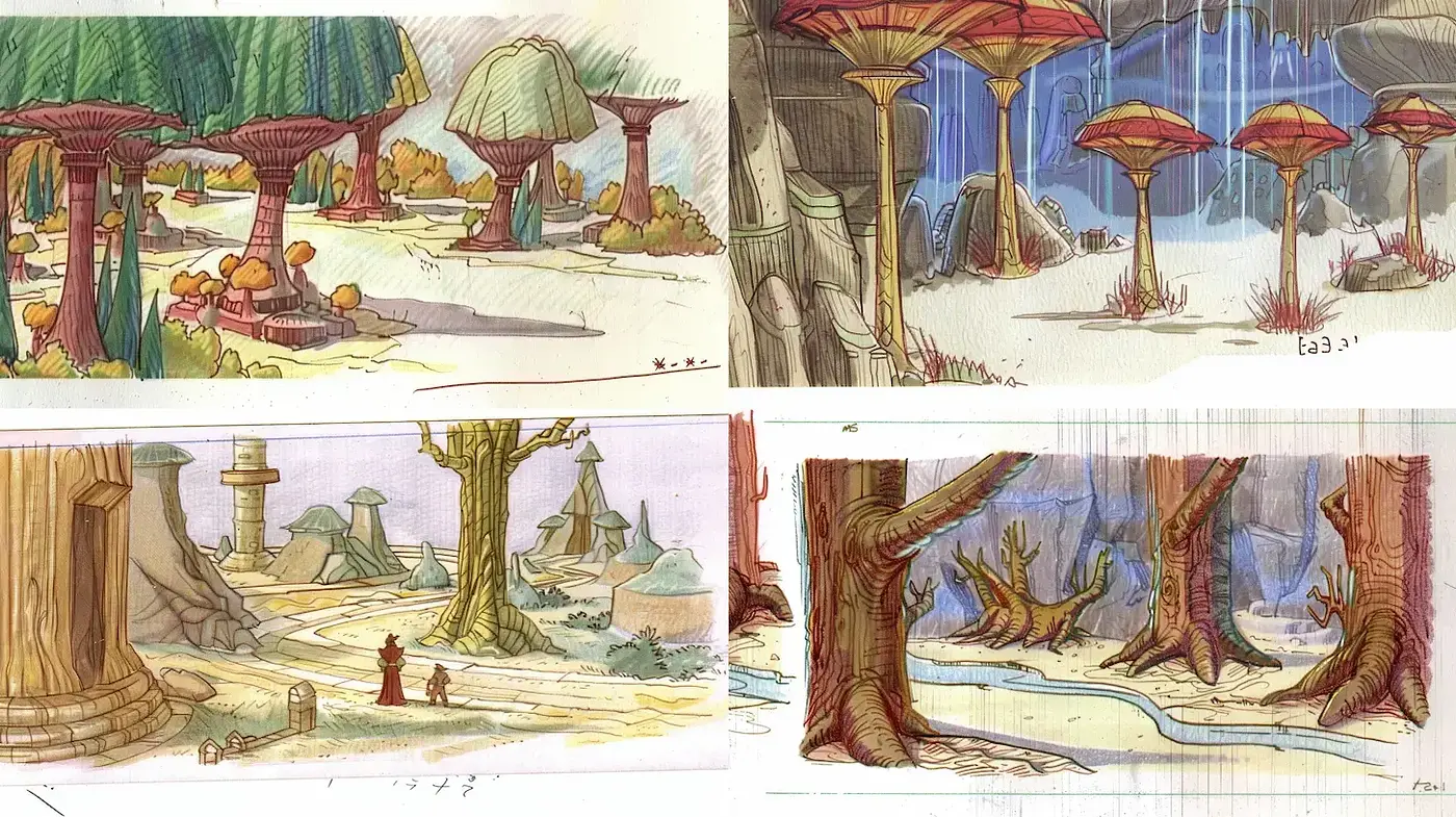 Whimsical Storybook Illustration with Nostalgic Watercolor Hues - Midjourney sref style