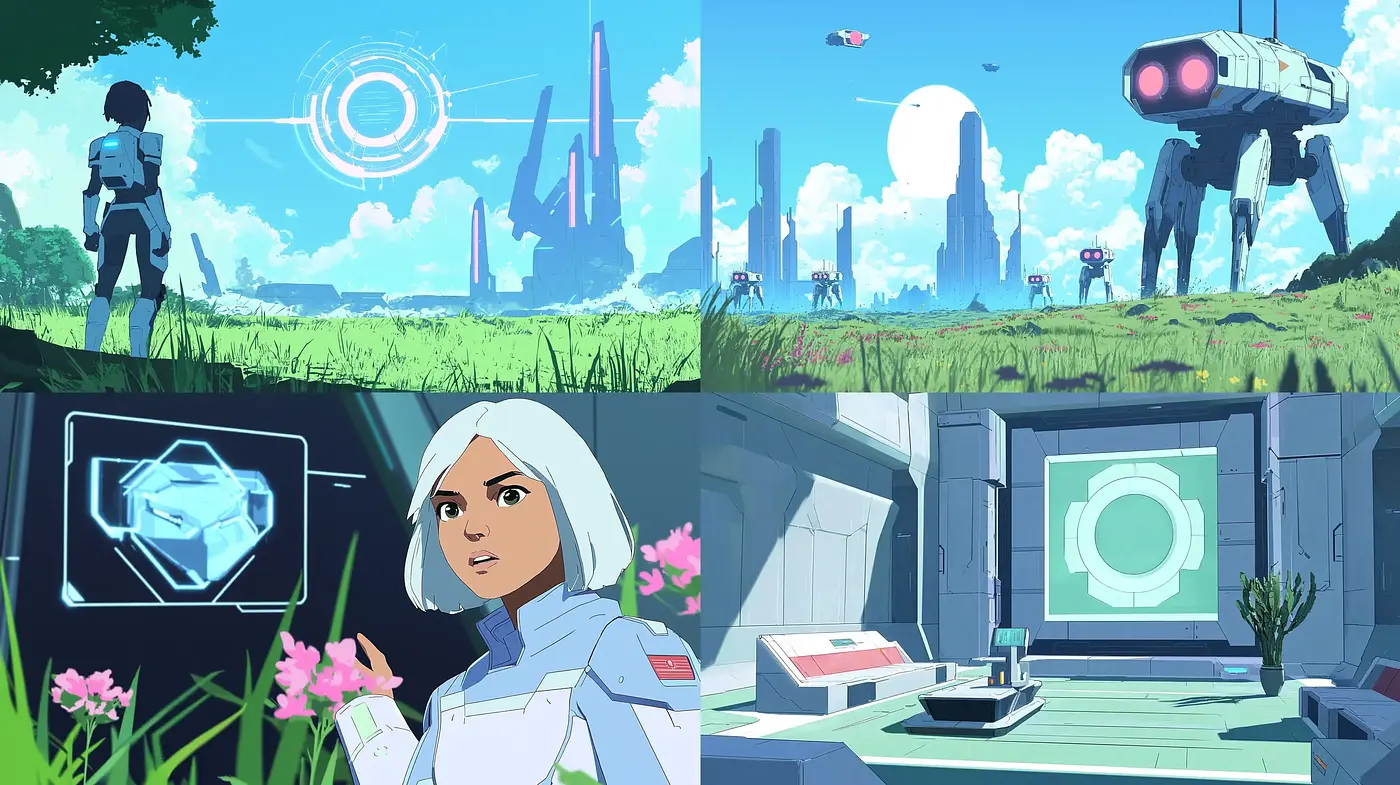 Futuristic Serenity in Pastel: A Homage to Sci-Fi Animation - Midjourney sref style