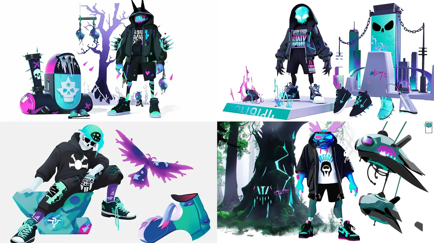 Cyberpunk Street Art Fusion with Vibrant Neon Gothic Undertones - Midjourney sref style