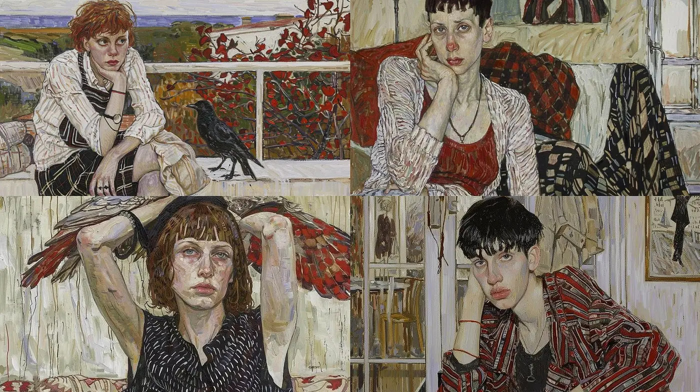 Stylized Post-Impressionist Portraiture with an Egon Schiele Influence - Midjourney sref style