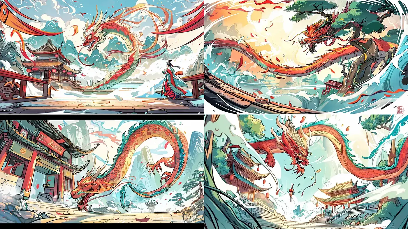 Dynamic and Vibrant Stylized Fantasy Art With Asian Influences - Midjourney sref style