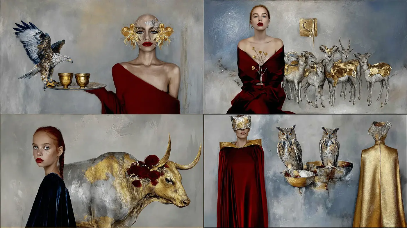 Surrealistic Portraits with a Fusion of Nature and Elegance - Midjourney sref style
