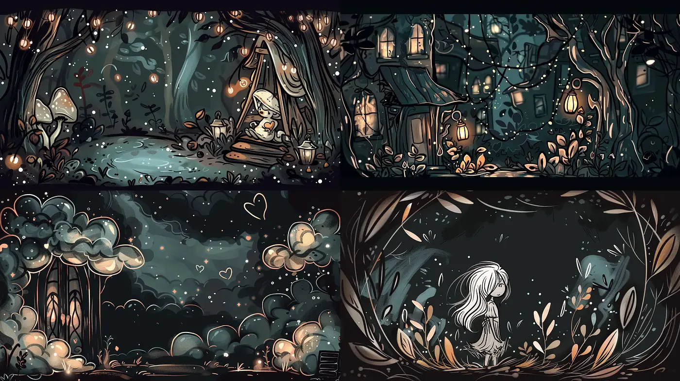 Enchanted Twilight Whimsy: An Homage to Moonlit Tales and Dreams - Midjourney sref style