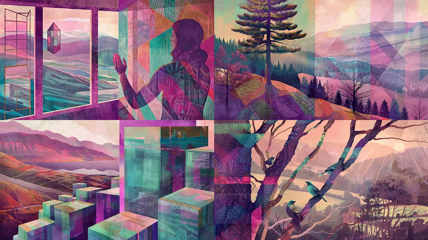 Ethereal Textured Dreamscape: A Fusion of Purple Hues and Translucent Overlays - Midjourney sref style