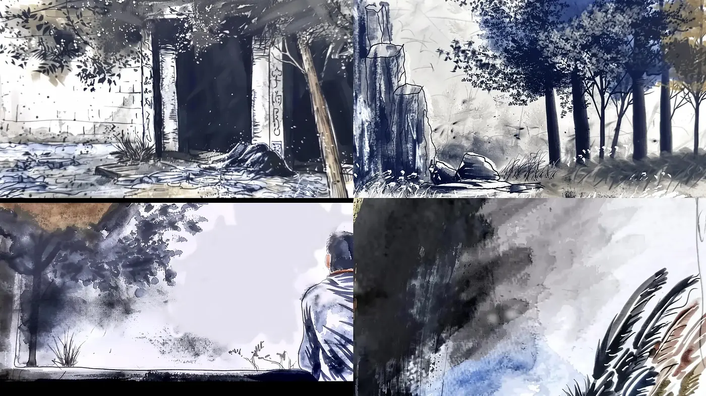 Ephemeral Shades of Monochrome: A Journey Through Abstract Expressionism and Ink Wash Techniques - Midjourney sref style