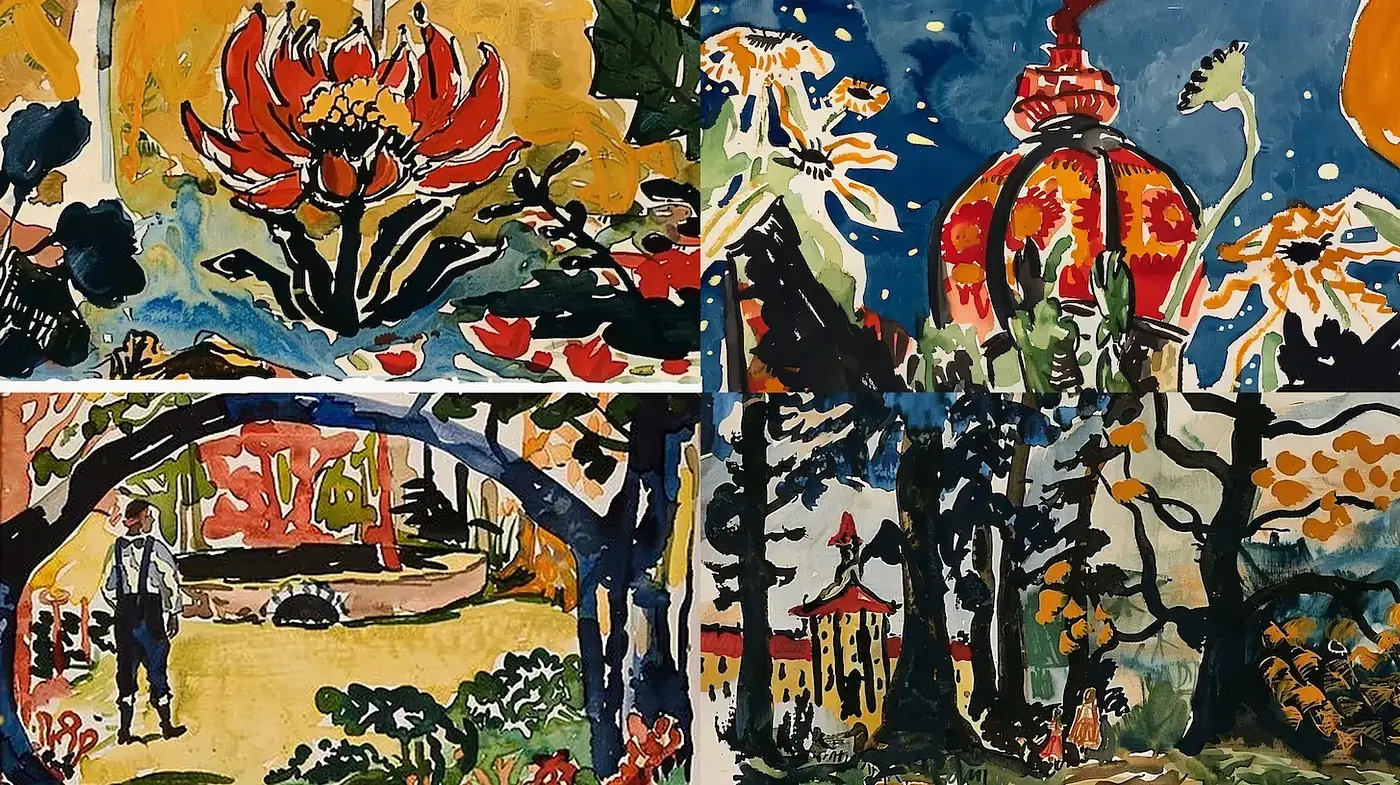 Vibrant and Dynamic Expression with a Folk Art Influence - Midjourney sref style