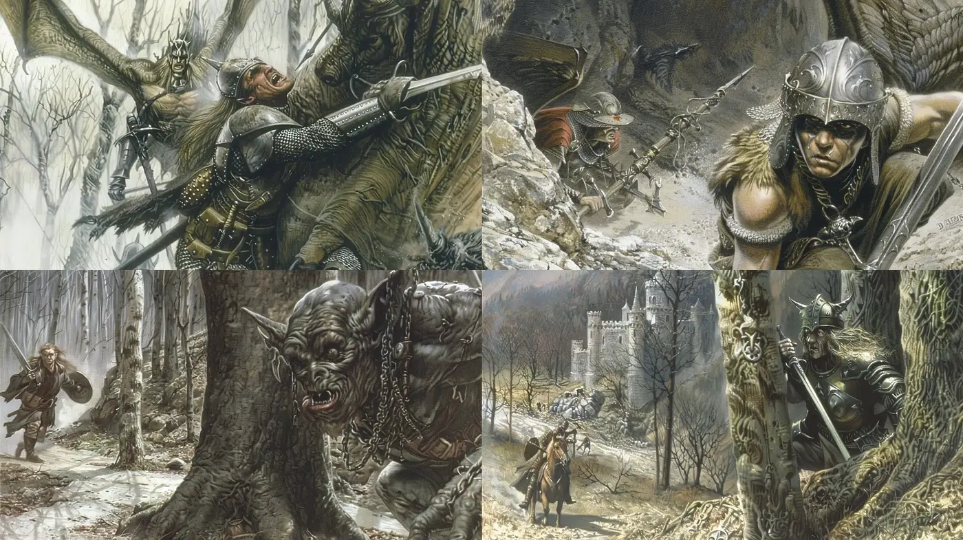 Mystic Enchantment in Foreboding Fantasy Landscapes - Midjourney sref style