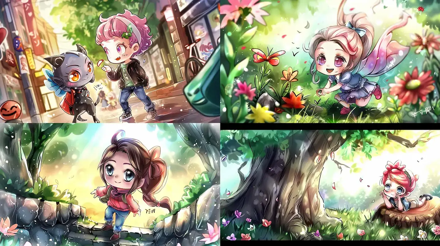 Charming and Whimsical Art Style with a Playful Nature Theme - Midjourney sref style