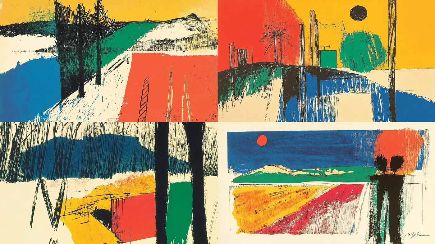 Abstract Expressive Landscapes Fusion - Midjourney sref style