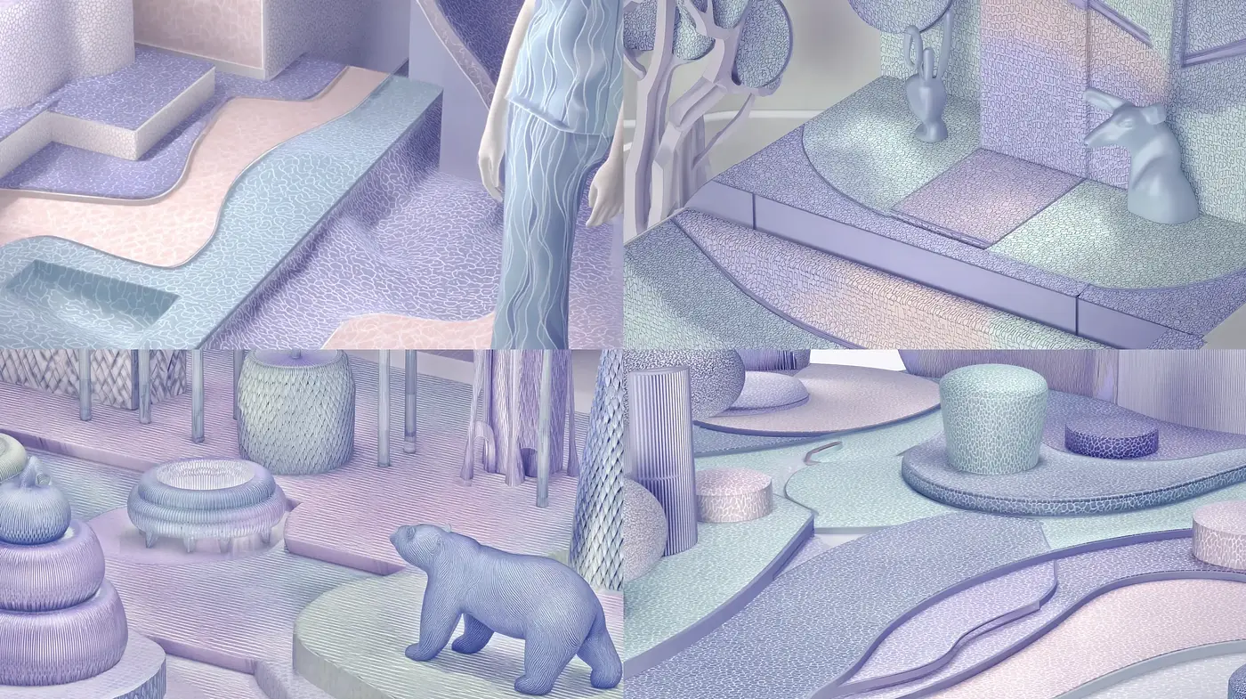 Dreamlike Ethereal Landscapes with Soft Textures and Purplish Hues - Midjourney sref style