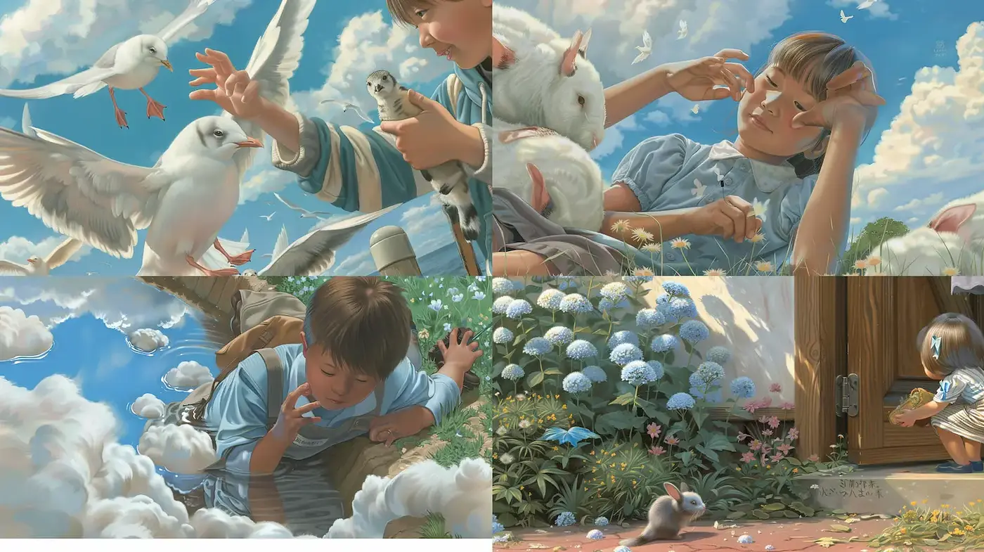 Dreamlike Surrealism Infused with Childhood Wonder and Soft Textures - Midjourney sref style