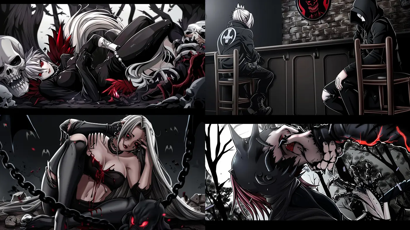 Gothic Elegance with a Lurid Crimson Accent - Midjourney sref style
