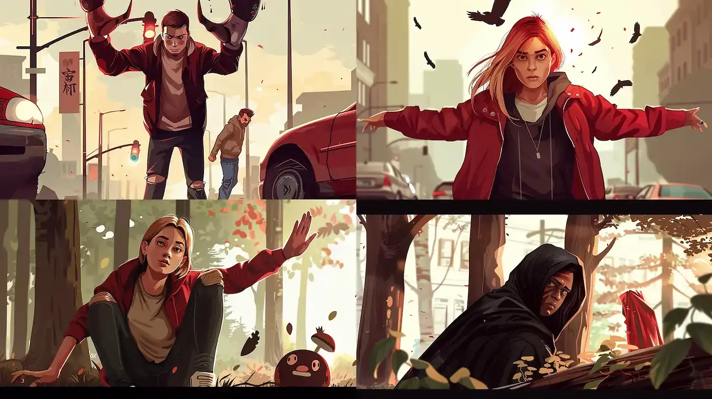 Cinematic Autumnal Hues in Dynamic Illustration - Midjourney sref style