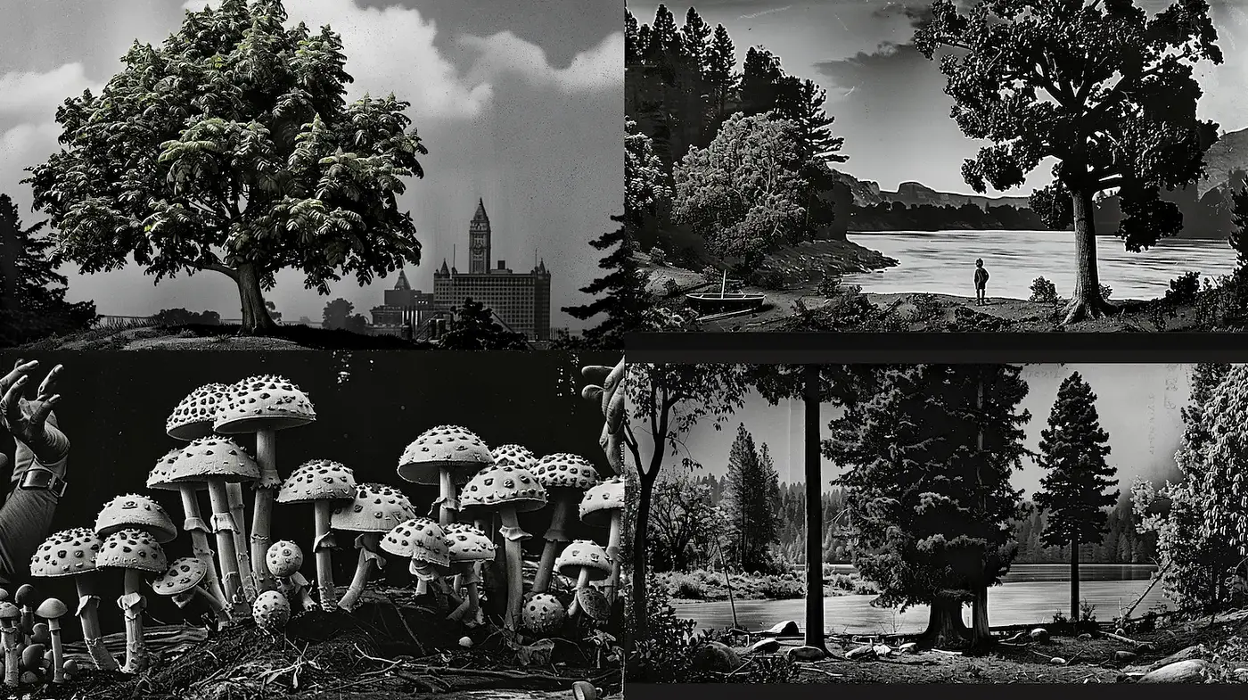 Surreal and Detailed Landscapes with a Cinematic Quality - Midjourney sref style