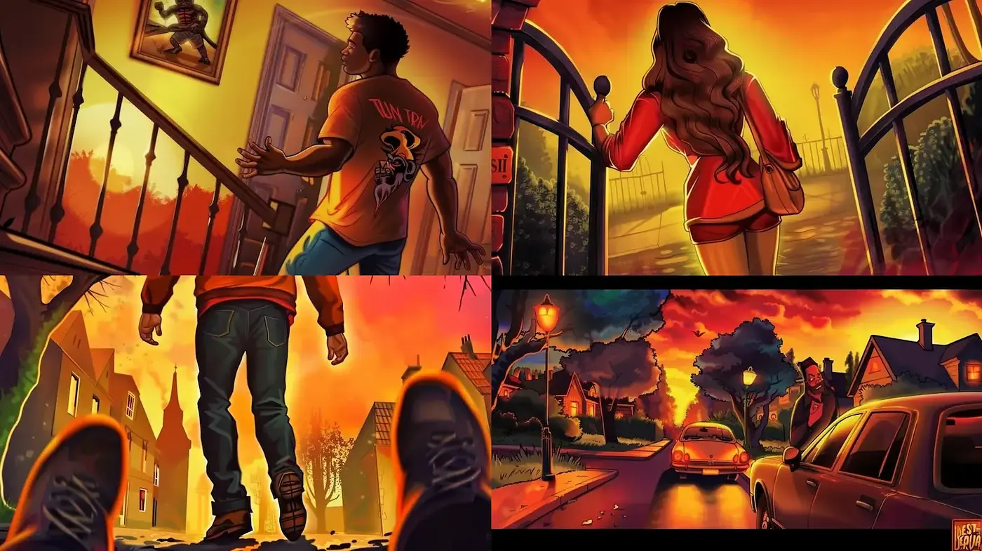 Dynamic and Vibrant Illustrated Scenes Evoking Urban Life - Midjourney sref style