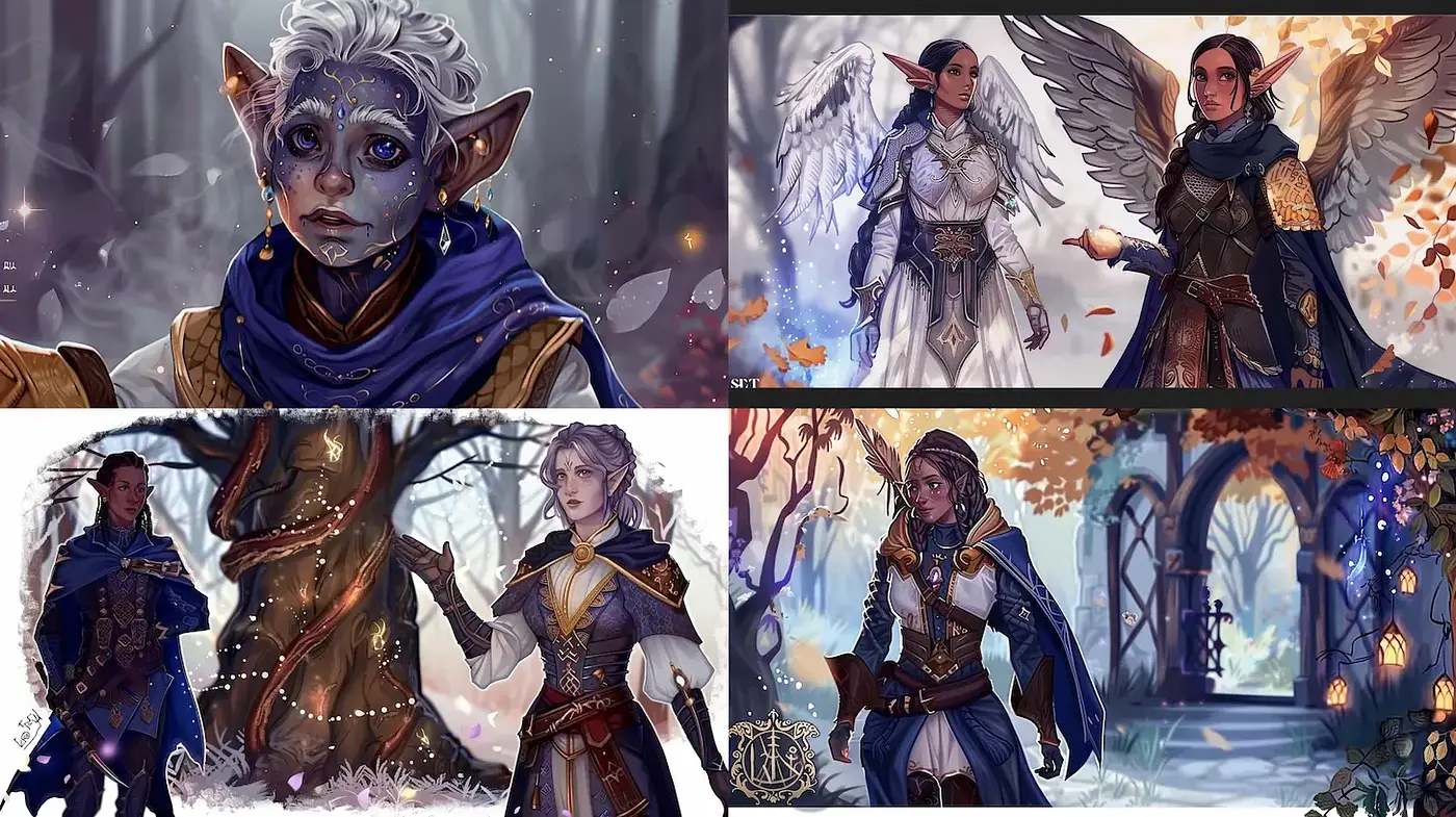 Ethereal Fantasy Portraits with Enchanted Landscapes and Rich Textures - Midjourney sref style