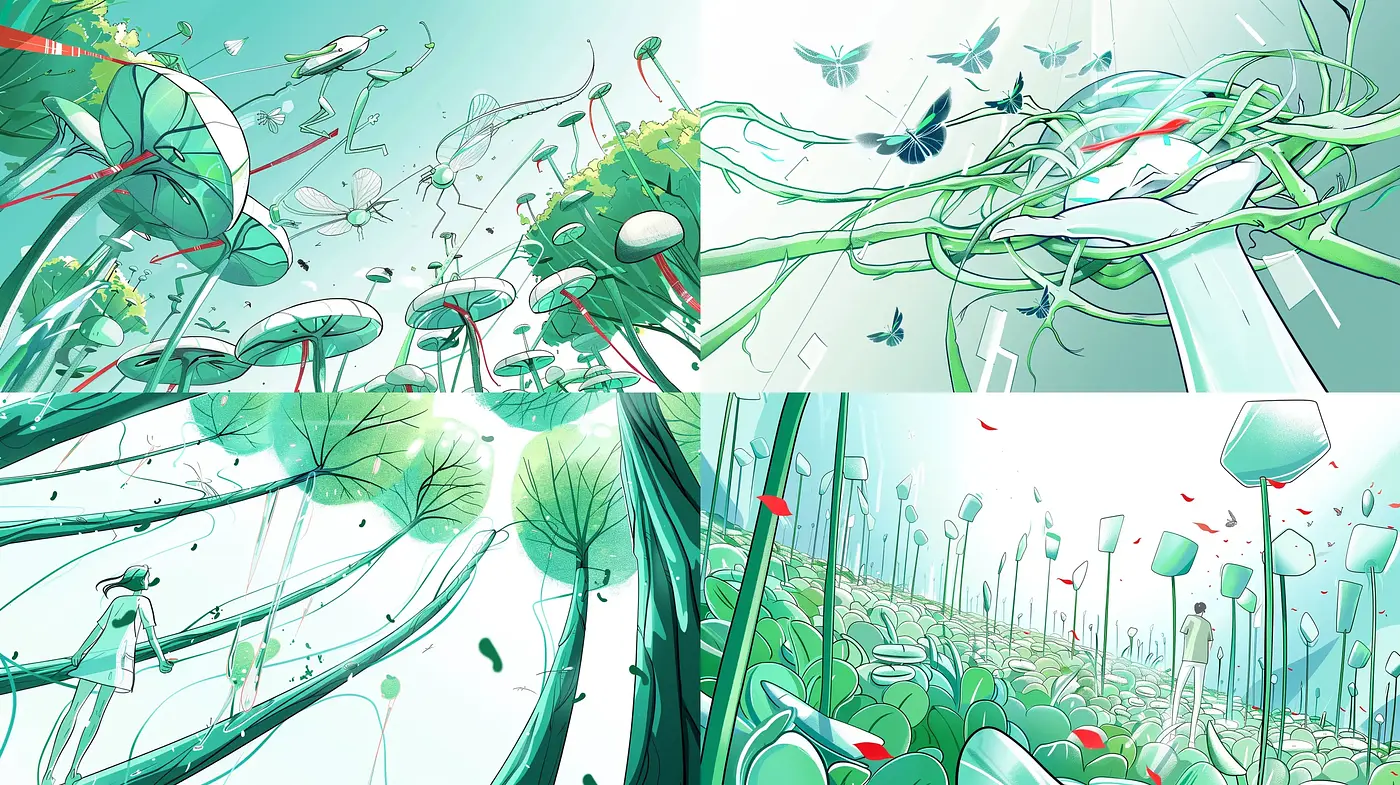 Ethereal Botanical Dreamscape in Stylized Verdure - Midjourney sref style