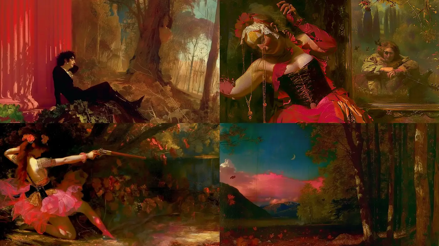 Romantic Era Reverie: A Dreamlike Fusion of Nature and Melancholy - Midjourney sref style