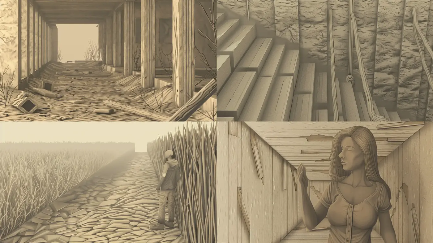 Monochromatic Sepia Toned Storyboard Illustrations - Midjourney sref style