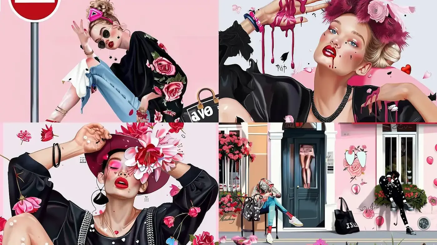 Contemporary Pop Art Influenced by Floral Motifs and Bold Colors - Midjourney sref style